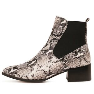 Mollini Darius black white python ankle boot bootie western snakeskin Chelsea
